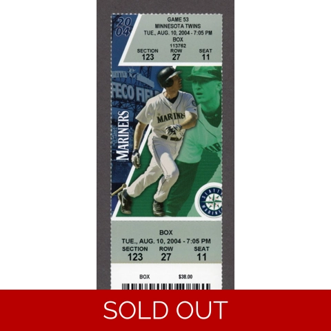 Edgar Martinez HR 306 GAR 2004-08-10 Seattle Mariners vs Minnesota Twins Full Season Ticket Ichiro 3-Hits John Olerud
